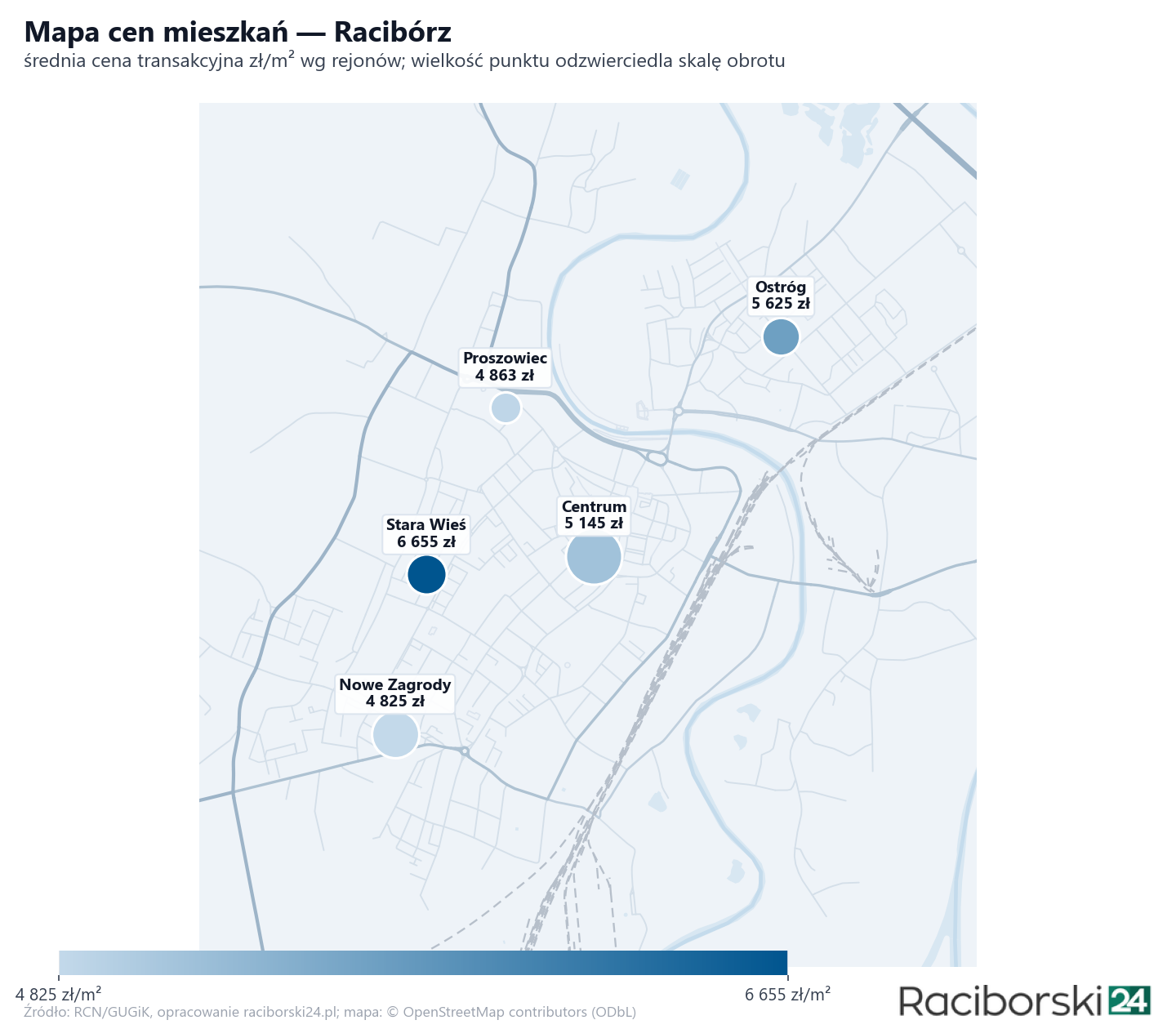 Mapa cen mieszkań - Racibórz