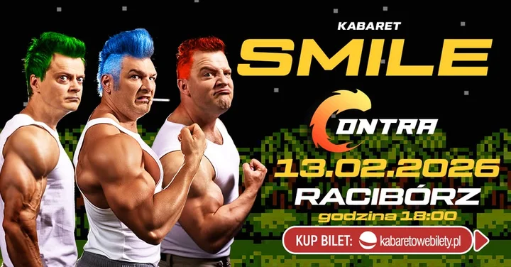 Grafika promocyjna wydarzenia Kabaret Smile – CONTRA w Raciborzu (13 lutego 2026)