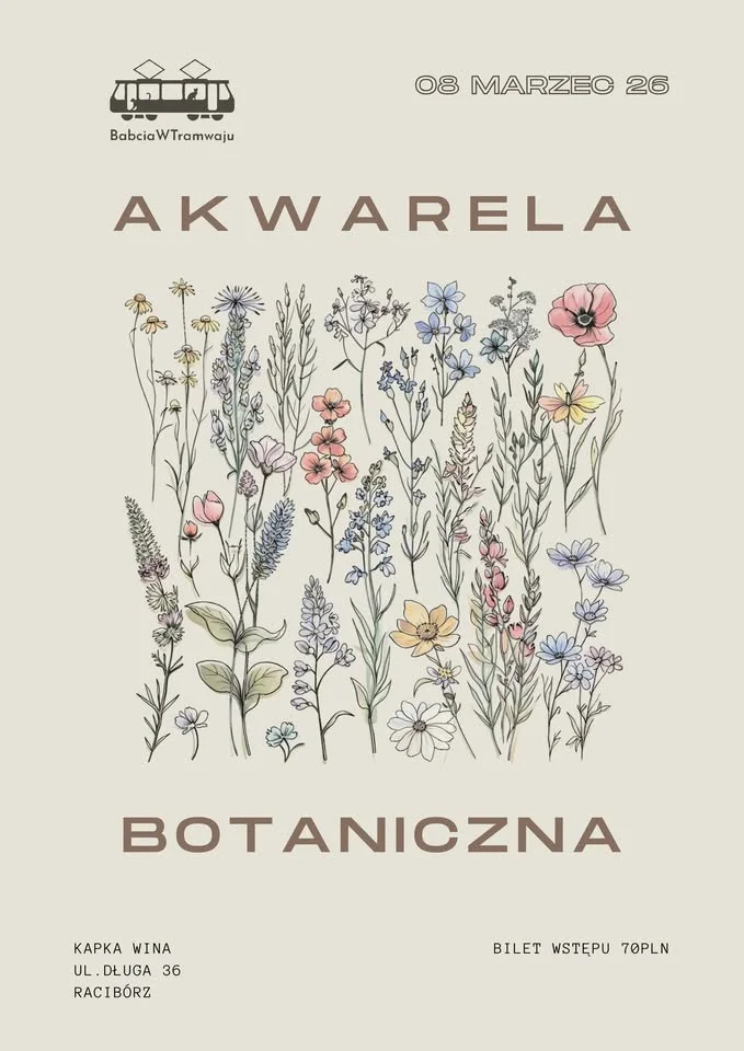 Grafika promocyjna wydarzenia Malowanie przy winie — warsztaty malarskie w Raciborzu