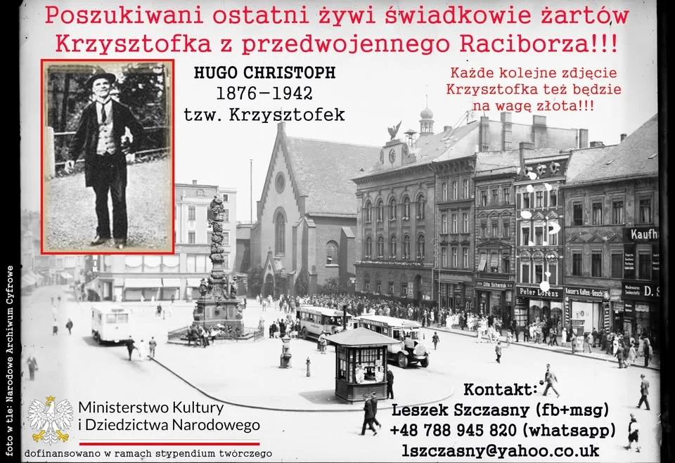 Grafika promocyjna wydarzenia Poszukiwane zdjęcia i świadectwa Krzysztofka z Raciborza