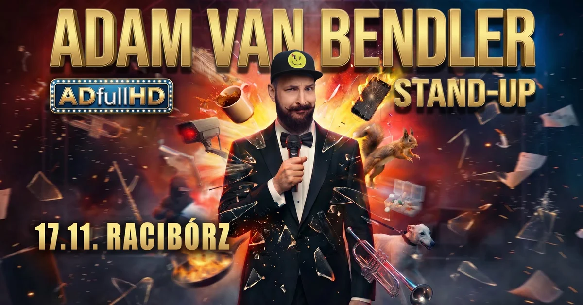 Grafika promocyjna wydarzenia Racibórz! Stand-up Adam Van Bendler – ADfullHD