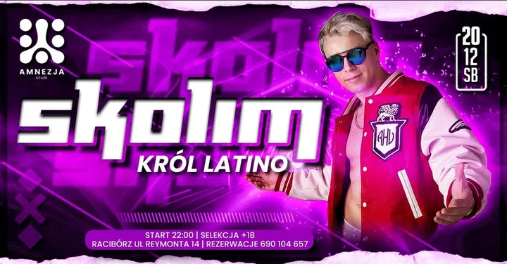 Grafika promocyjna wydarzenia SKOLIM | Król Latino na żywo w Raciborzu