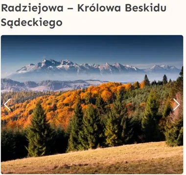 Grafika promocyjna wydarzenia Radziejowa – Królowa Beskidu Sądeckiego — wycieczka autokarowa z przewodnikiem