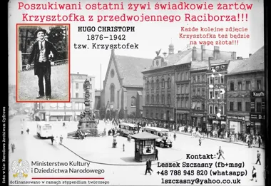 Grafika promocyjna wydarzenia Poszukiwane zdjęcia i świadectwa Krzysztofka z Raciborza