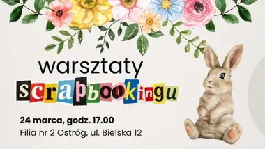 Grafika promocyjna wydarzenia Warsztaty scrapbookingu — ręcznie robione kartki wielkanocne