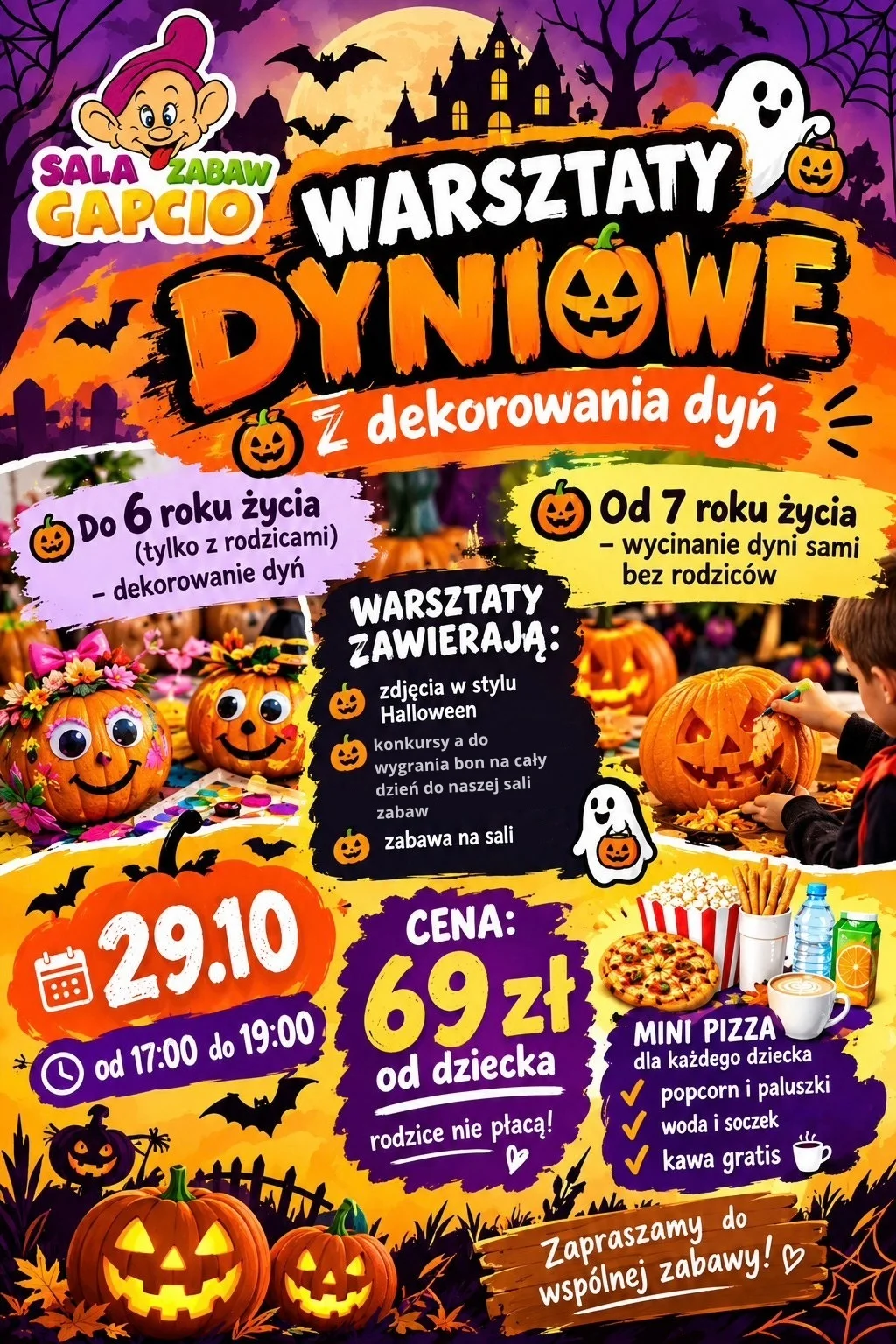 Grafika promocyjna wydarzenia Warsztaty dyniowe w Gapciu