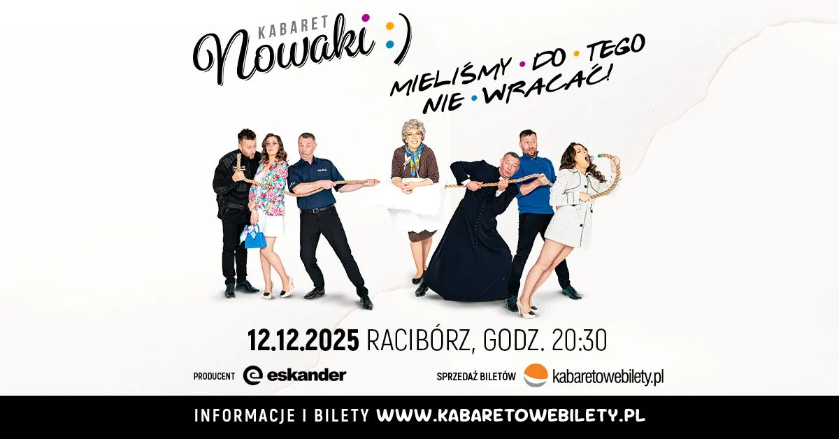 Grafika promocyjna wydarzenia Wieczór z Kabaretem Nowaki w Raciborzu